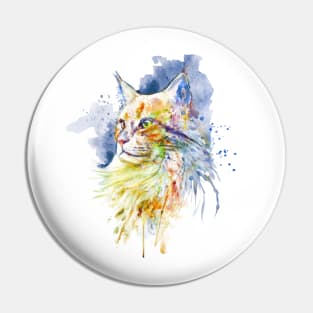 Orange Maine Coon Cat Profile Pin