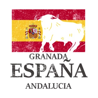 Spanien Granada Andalucia Urlaub Stier Flagge T-Shirt