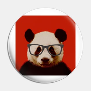 Geeky Nerd Panda in Red Background - Print / Home Decor / Wall Art / Poster / Gift / Birthday / Panda Lover Gift / Animal print Pin