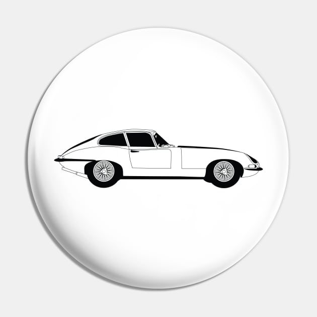 E-Type 60's Black Outline Pin by kindacoolbutnotreally