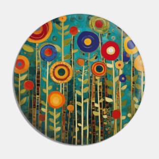 Colorful Abstract Flower Garden Landscape After Klimt Pin