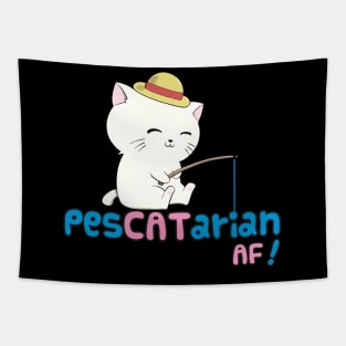 PesCATarian AF! Cute Pescatarian Cat Tapestry