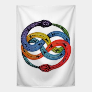 Ouroboros with Chakras Colors Tapestry