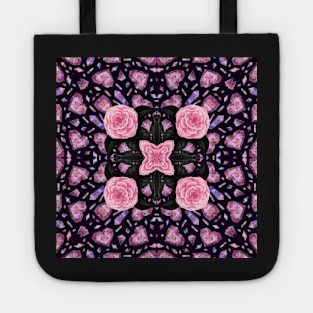 Crystal Hearts and Flowers Valentines Kaleidoscope pattern (Seamless) 7 Tote
