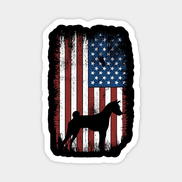 Basenji silhouette american flag 4th of july Magnet by blacks store