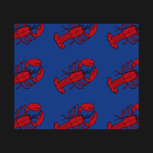 Red Lobsters on Blue Background Lobster Sea Life Animal Social Distancing FaceMask by gillys