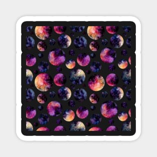 Watercolor Bright Pink Nebula and Polka Dots Magnet