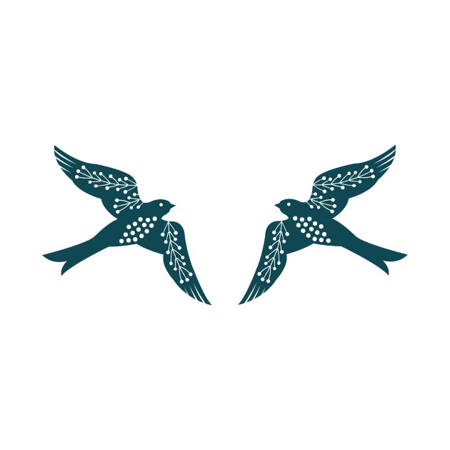 Folk Birds dark teal by Maggiemagoo Designs