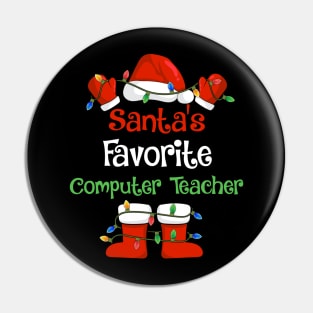 Santa's Favorite Computer Teacher Funny Christmas Pajamas Pin