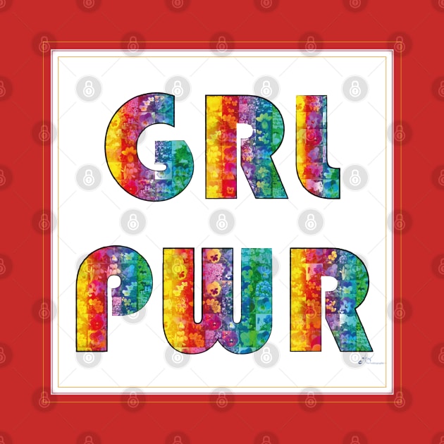 Girl Power Statement in Rainbow Colors with tiny Flowers by Symbolsandsigns