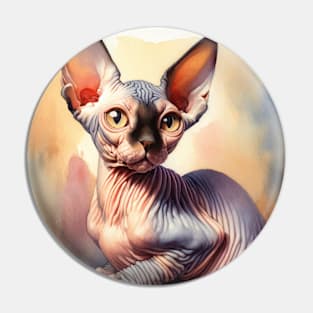 Sphynx Watercolor Kitten - Cute Kitties Pin