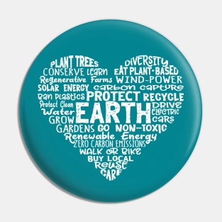 Heart Earth Word Cloud Pin