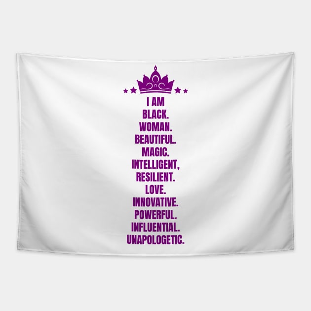I Am A Powerful Black Woman | African American | Black Queen Tapestry by UrbanLifeApparel