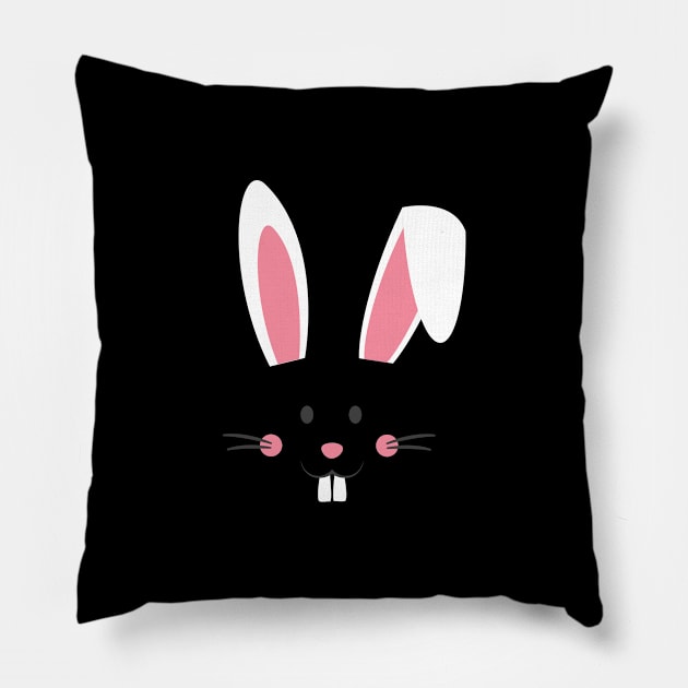 Cute Easter Bunny Face Easter Egg Easter Sunday Pillow by BUBLTEES