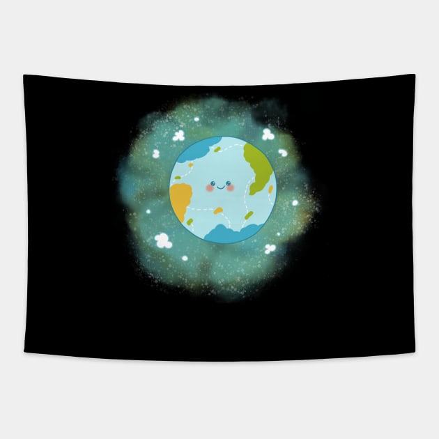 Happy Planet climate change future Tapestry by Arpi Design Studio