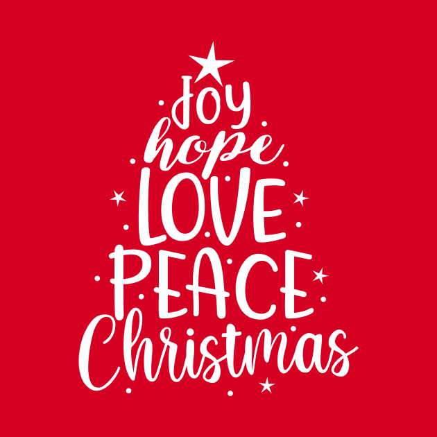 Joy, hope, love, peace - christmas saying design by colorbyte