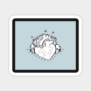 Listening cartoon human heart Magnet