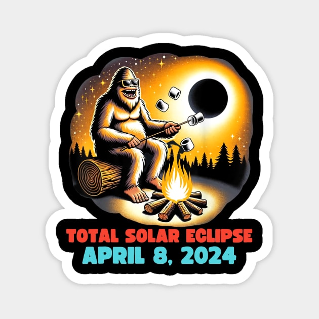 Solar Eclipse 2024 Bigfoot, April 8 2024, Funny Eclipse Event 2024 Magnet by artbyhintze