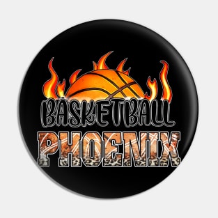 Classic Basketball Design Phoenix Personalized Proud Name Pin