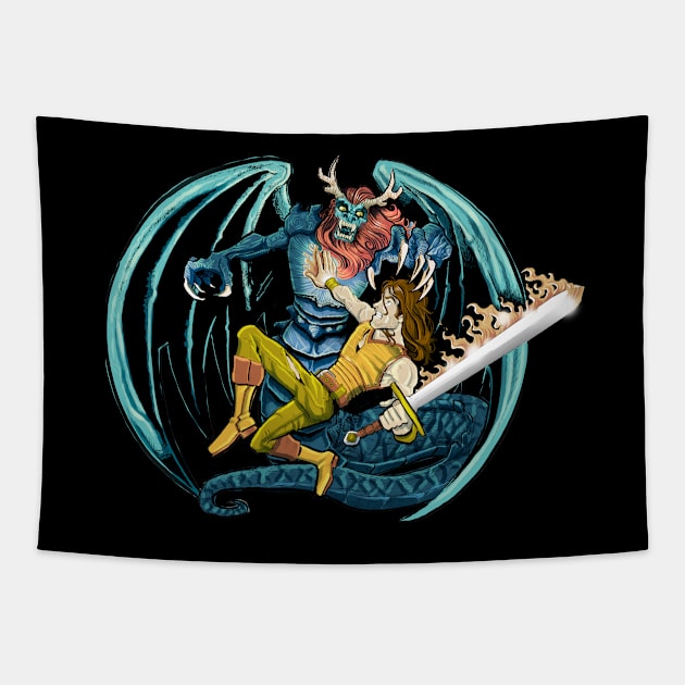 Knight Vs. Dragon Tapestry by FoxStorytelling