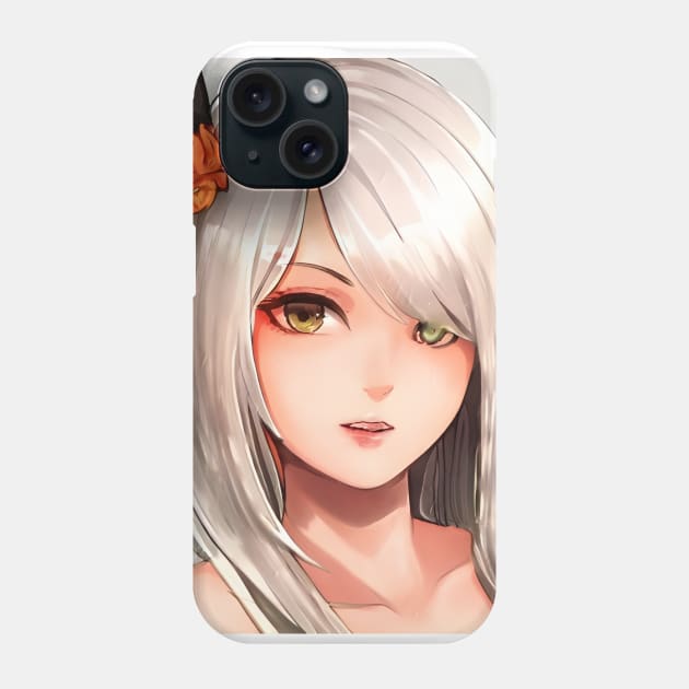 White Hair Anime Girl Phone Case by animegirlnft