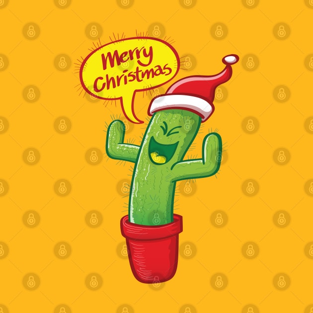 Mischievous green cactus wearing Santa hat and celebrating Christmas with great joy! by zooco