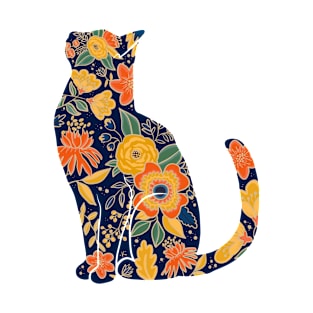 Floral cat, botanical cat sitting T-Shirt