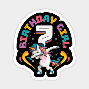 Dabbing Unicorn Birthday Girl 7 Years Old Magnet