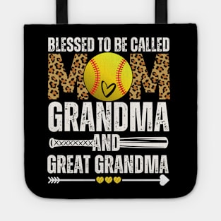 Blessed To Be Called Mom Grandma Great Grandma Softball Tote