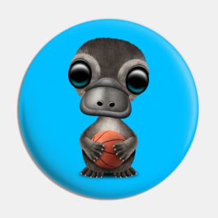 Cute Baby Platypus Playing With Basketball Pin