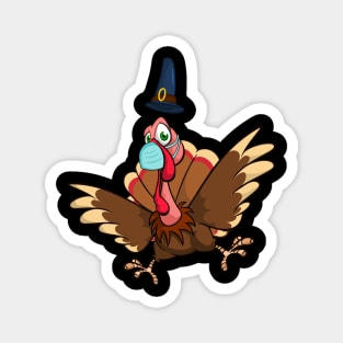 Happy Turkey in mask Thanksgiving Day Gift Magnet