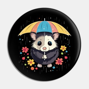 Opossum Rainy Day With Umbrella Pin
