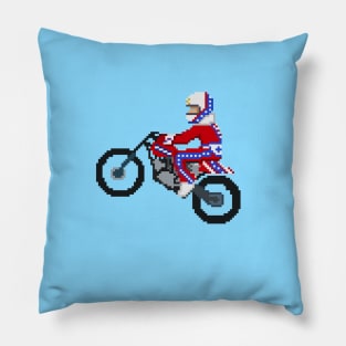 vintage motorcycle daredevil 8bit pixel art Pillow