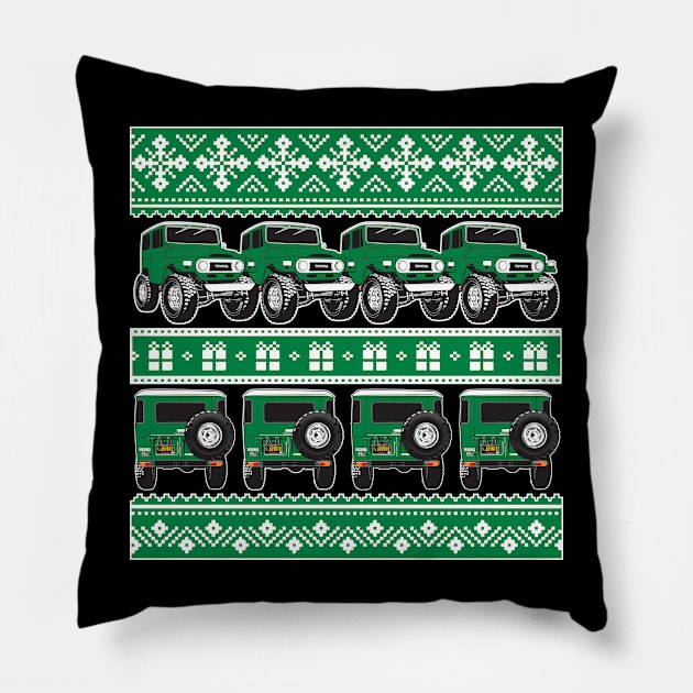 FJ40 Christmas Sweater in Green Pillow by Bulloch Speed Shop