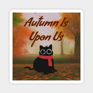 Autumn Season Cozy Cat Tee Magnet