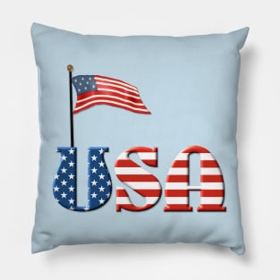 USA Patriotic Flag and Fireworks Pillow