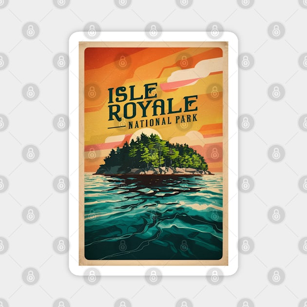 Vintage Isle Royale National Park Poster Magnet by Perspektiva