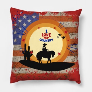 4th Of July Love my country Pillow