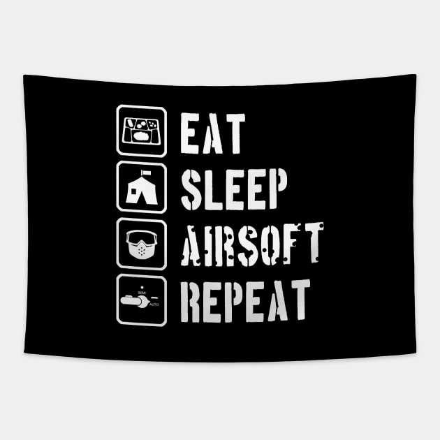 Eat Sleep Airsoft Repeat Tapestry by CCDesign