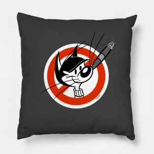 No Smoking Cat Sign Retro 30s Cartoon Rubber Hose Style Pillow