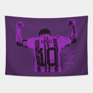 I will not retire messi Purple Tapestry
