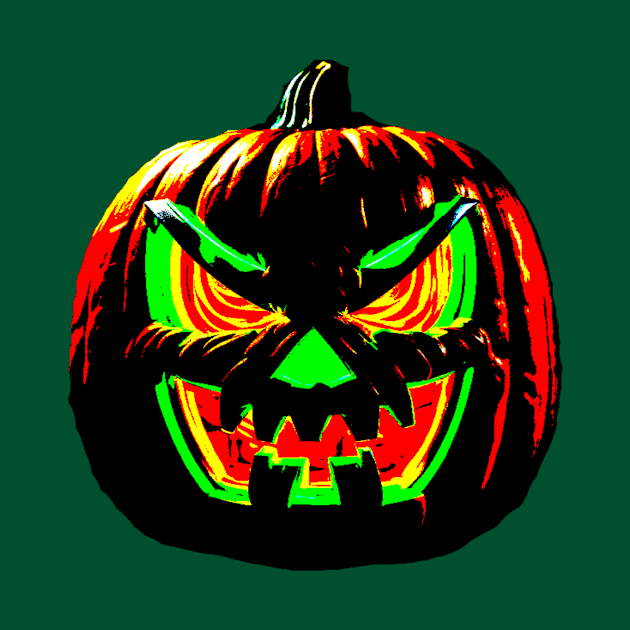 Neon Retro Vintage Jack O' Lantern Pumpkin by Creative Creation