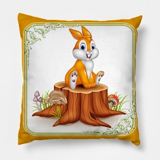 Bunny on a Tree Stump Pillow