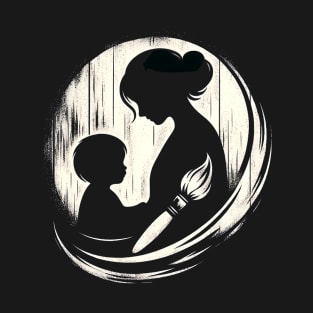 Artistic Mother and Child Silhouette- happy Mother's Day T-Shirt