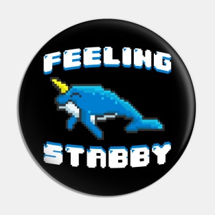 Adorable Feeling Stabby 8-Bit Narwhal Funny Whale Pin