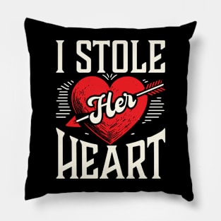 I Stole Her Heart/ So I'm Stealing His Last Name Couple Matching Pillow