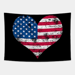 Heart Shape USA American Flag Patriot Tapestry