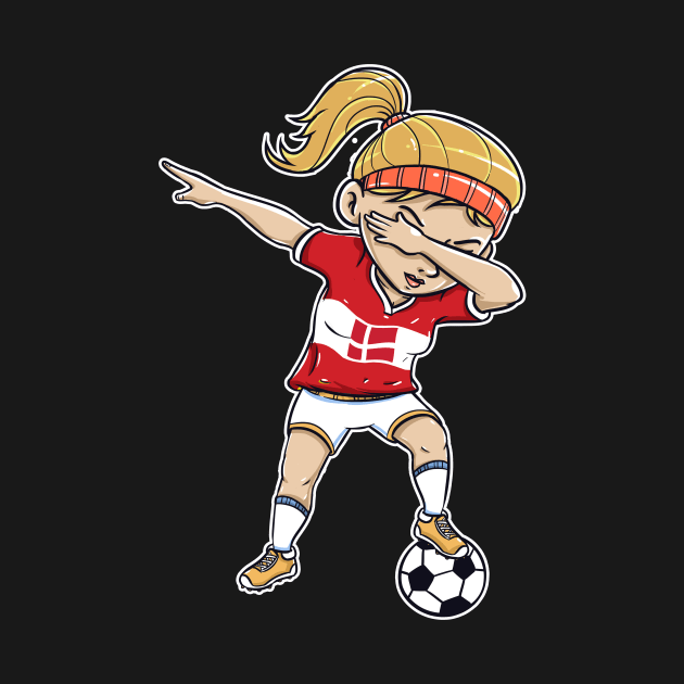 Dabbing Soccer Player Funny Denmark Fan T-Shirt girl by Pummli