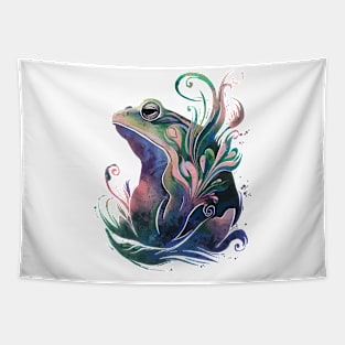 Watercolor Frog Portrait Tapestry