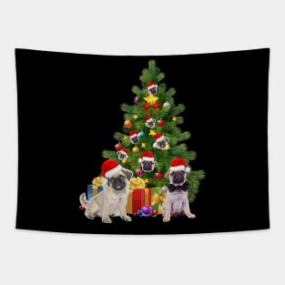 Pug dog Christmas Tree T-Shirt Tapestry